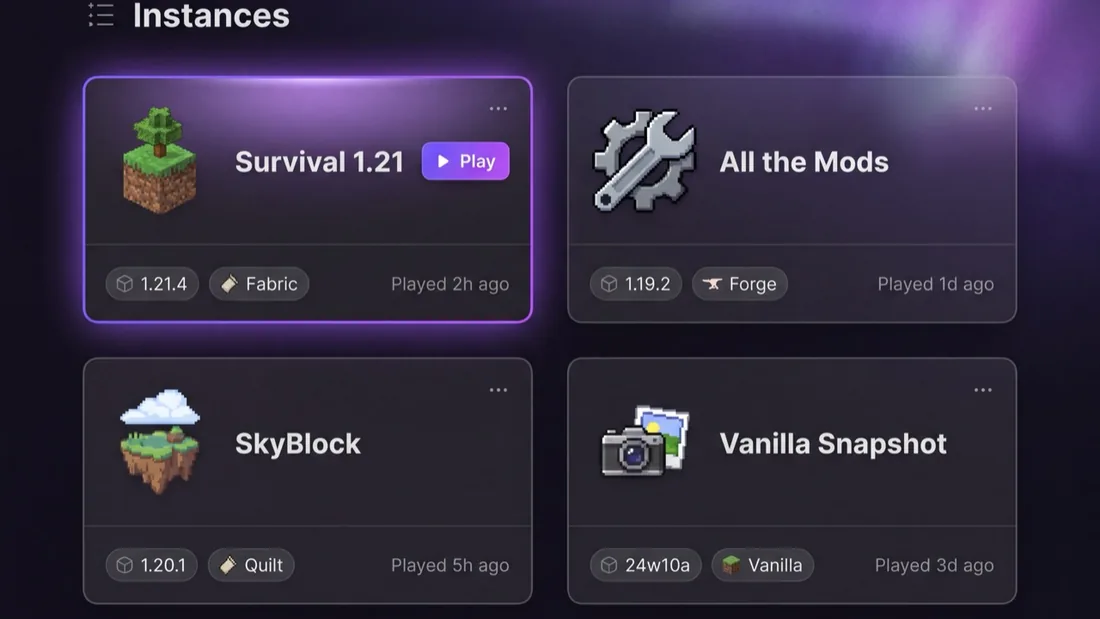 Prévia oficial das instâncias do SKlauncher