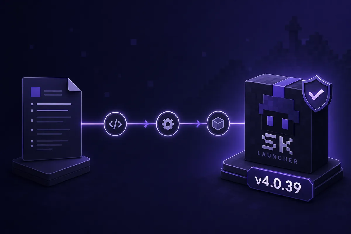 Redaktionelle Grafik zum Release-Ablauf von SKlauncher v4.0.43